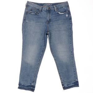 Universal Thread High Rise Straight Jeans Sz 14/32R Womens Distress Cotton 35x27